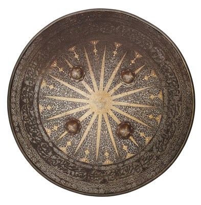 Lot 110 - AN INDIAN DECORATED SHIELD (DHAL), 19TH CENTURY