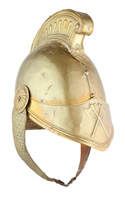 Lot 16 - A FRENCH COPPER ALLOY FIREMAN'S HELMET, ETAMPES, DATED 1867