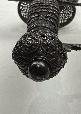 Lot 249 - A VERY FINE ENGLISH SMALL-SWORD WITH CHISELLED IRON HILT, CIRCA 1760