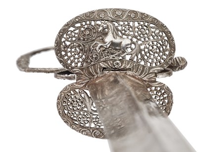 Lot 249 - A VERY FINE ENGLISH SMALL-SWORD WITH CHISELLED IRON HILT, CIRCA 1760