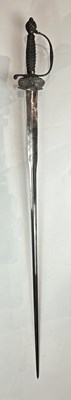 Lot 249 - A VERY FINE ENGLISH SMALL-SWORD WITH CHISELLED IRON HILT, CIRCA 1760