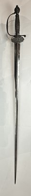 Lot 249 - A VERY FINE ENGLISH SMALL-SWORD WITH CHISELLED IRON HILT, CIRCA 1760