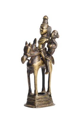 Lot 145 - A BRONZE FIGURE OF KHANDOBA AND MHALSA, MAHARASHTRA, INDIA, CIRCA 18TH CENTURY