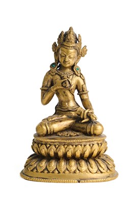 Lot 120 - □ A TIBETAN GILT BRONZE FIGURE OF VAJRASATTVA