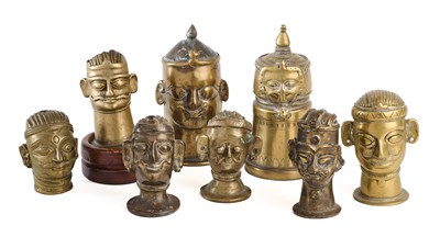 Lot 124 - EIGHT BRONZE LINGAM COVERS, WESTERN DECCAN, 19TH CENTURY