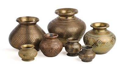 Lot 151 - SEVEN METAL WATERPOTS (LOTA), INDIA, 19TH-20TH CENTURIES