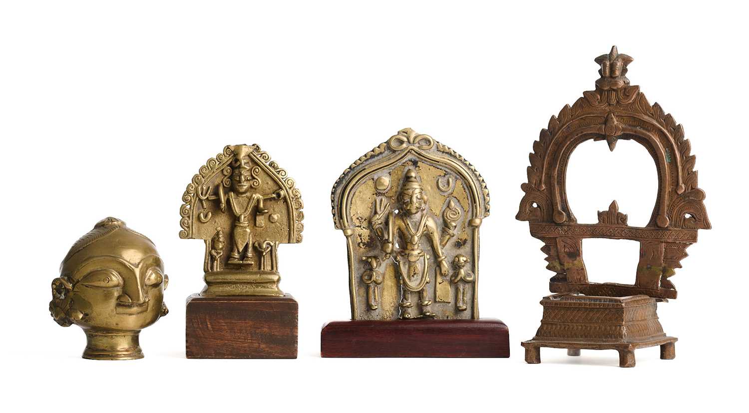 Lot 505 - TWO BRONZE VIRABHADRA SHRINES, WESTERN DECCAN, CIRCA 19TH CENTURY