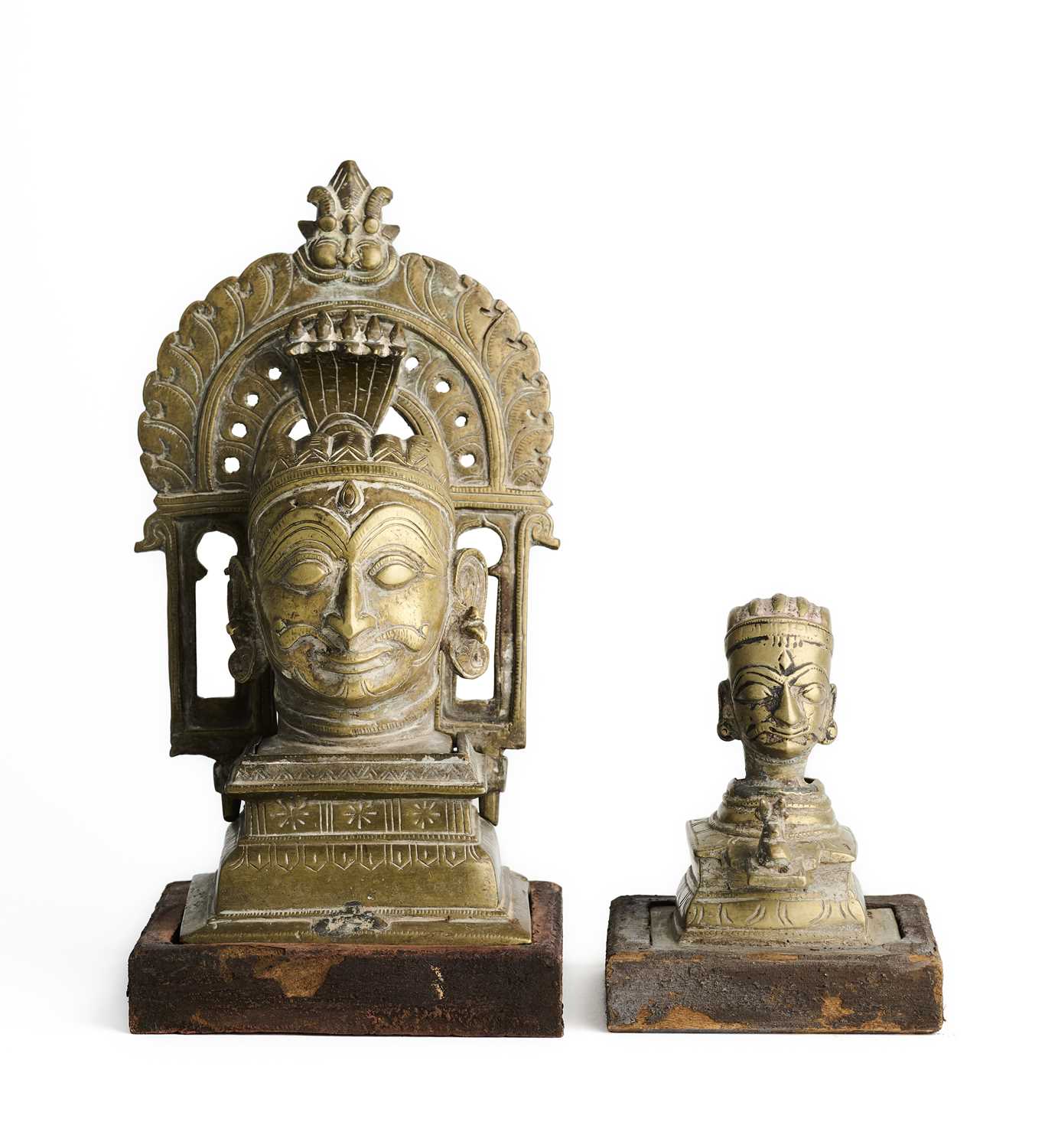 Lot 40 - TWO BRONZE SIVALINGAM SHRINES, WESTERN DECCAN, 19TH CENTURY