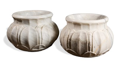 Lot 163 - A PAIR OF MARBLE PLANTERS, INDIA, 20TH CENTURY