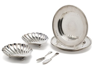 Lot 99 - TWO PAIRS OF GEORGE V SILVER BUTTER DISHES