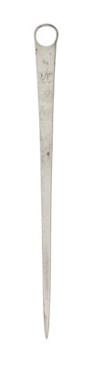 Lot 251 - A GEORGE III SILVER MEAT SKEWER, PROBABLY THOMAS EVANS, LONDON, 1776