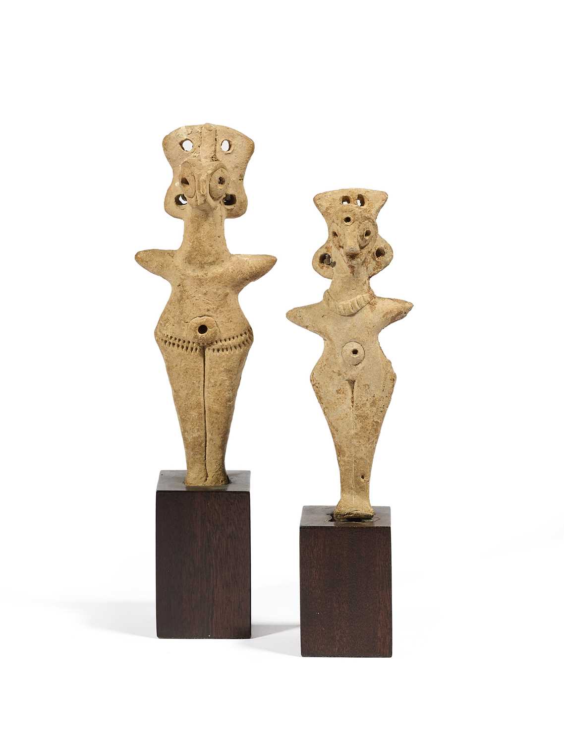 Lot 2 - TWO SYRO-HITTITE TERRACOTTA FIGURES OF GODDESSES, CIRCA 2000-1700 B.C.