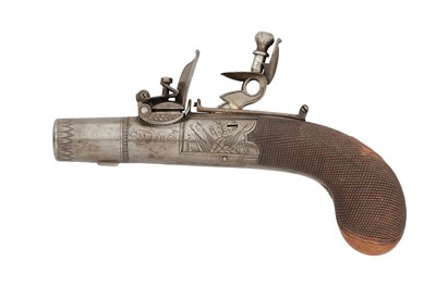 Lot 45 - A 40 BORE FLINTLOCK POCKET PISTOL BY W. JONES, BIRMINGHAM PROOF MARKS, CIRCA 1820-30