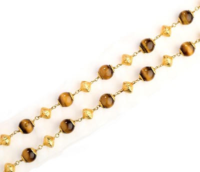 Lot 448 - TIGERS EYE BEAD NECKLACE, 1970s