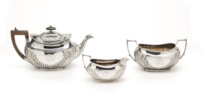 Lot 113 - A SCOTTISH VICTORIAN SILVER THREE-PIECE TEA SET, MARSHALL & SONS, EDINBURGH, 1890