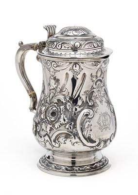 Lot 137 - A VICTORIAN SILVER TANKARD JUG, MARTIN, HALL & CO., SHEFFIELD, 1859