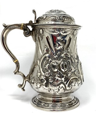 Lot 137 - A VICTORIAN SILVER TANKARD JUG, MARTIN, HALL & CO., SHEFFIELD, 1859