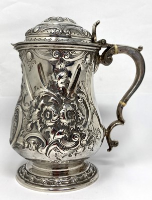 Lot 137 - A VICTORIAN SILVER TANKARD JUG, MARTIN, HALL & CO., SHEFFIELD, 1859
