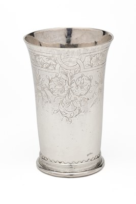 Lot 58 - A DUTCH SILVER BEAKER, MAKER'S MARK UNIDENTIFIED, DORDRECHT, 1646