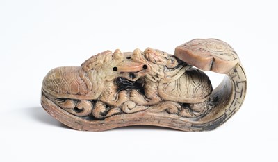 Lot 93 - A CHINESE SOAPSTONE RUYI SCEPTRE SEAL, 20TH CENTURY