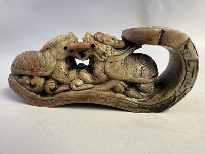 Lot 93 - A CHINESE SOAPSTONE RUYI SCEPTRE SEAL, 20TH CENTURY