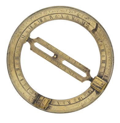 Lot 386 - AN EDMUND CULPEPER BRASS UNIVERSAL EQUINOCTIAL RING DIAL, ENGLISH, EARLY 18TH CENTURY