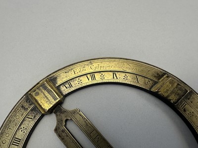 Lot 386 - AN EDMUND CULPEPER BRASS UNIVERSAL EQUINOCTIAL RING DIAL, ENGLISH, EARLY 18TH CENTURY