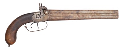 Lot 509 - A 28 BORE OVER-AND-UNDER PERCUSSION PISTOL, CIRCA 1860