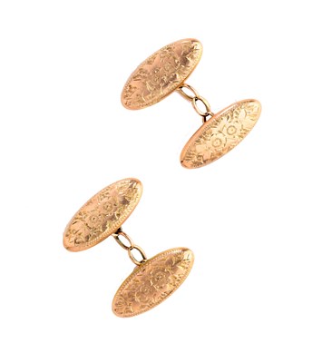 Lot 337 - TWO PAIRS OF GOLD CUFFLINKS