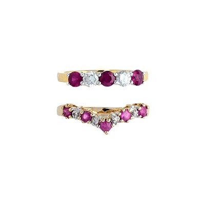 Lot 370 - TWO RUBY AND DIAMOND RINGS