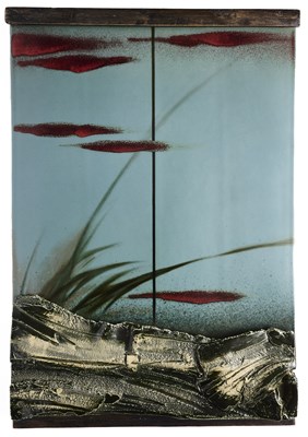 Lot 108 - A CHINESE SCULPTURAL PORCELAIN PLAQUE 'RIVER AND LAKE' BY ZHANG YUN, 2000