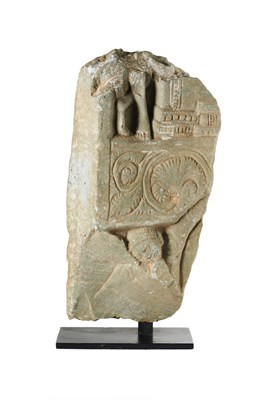 Lot 413 - A GREEN LIMESTONE RELIEF FRAGMENT, ANDHRA PRADESH, 1ST-2ND CENTURY A.D.