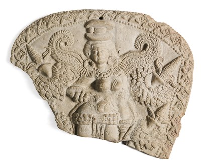 Lot 166 - A LARGE FRAGMENTARY SUNGA PLAQUE, PROBABLY CHANDRAKETUGARH, BENGAL, CIRCA 1ST CENTURY B.C.