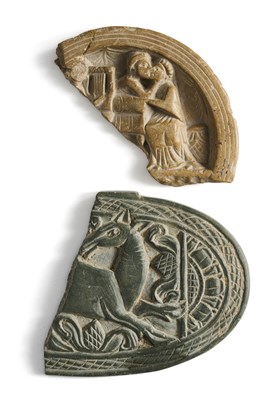 Lot 155 - TWO CARVED STONE FRAGMENTS, GANDHARA, NORTH-WESTERN PAKISTAN, 1ST CENTURY B.C./1ST CENTURY A.D.