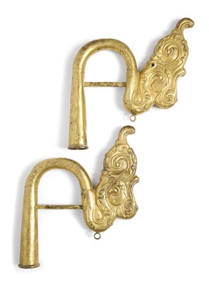 Lot 132 - A PAIR OF COPPER GILT FINIALS, SINO-TIBETAN, CIRCA 18TH CENTURY