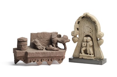 Lot 510 - TWO INDIAN CARVED STONE FRAGMENTS