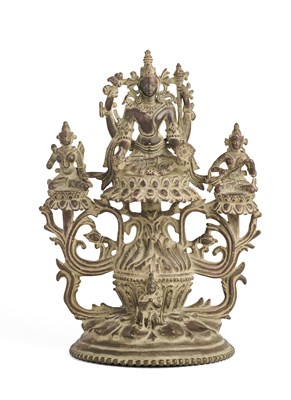 Lot 555 - A LARGE BRONZE VISHNU SHRINE, EASTERN INDIA, 20TH CENTURY