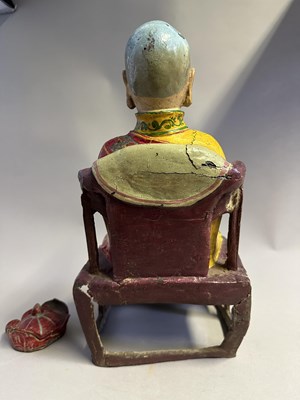 Lot 103 - A RARE CHINESE ENAMELLED LEAD FIGURE OF A PRIEST, QING DYNASTY, 18TH CENTURY