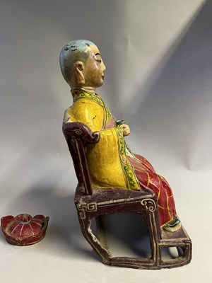 Lot 103 - A RARE CHINESE ENAMELLED LEAD FIGURE OF A PRIEST, QING DYNASTY, 18TH CENTURY