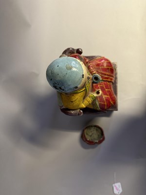 Lot 103 - A RARE CHINESE ENAMELLED LEAD FIGURE OF A PRIEST, QING DYNASTY, 18TH CENTURY