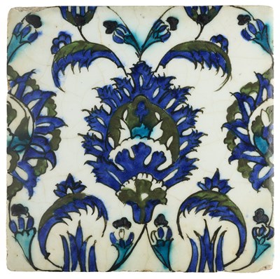 Lot 83 - A DAMASCUS TILE, OTTOMAN SYRIA, 17TH/18TH CENTURY