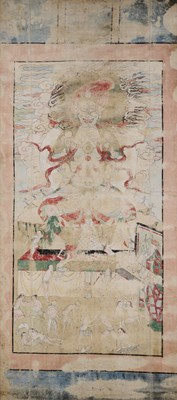 Lot 54 - CHINESE SCHOOL, INK AND COLOUR ON FABRIC, MING DYNASTY (1368-1644)