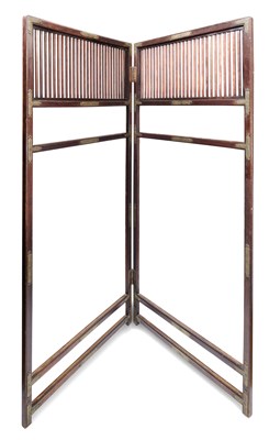 Lot 124 - A JAPANESE TWO-FOLD WOOD SCREEN, MEIJI PERIOD (1868-1912)