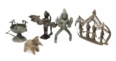 Lot 553 - A MISCELLANEOUS GROUP OF INDIAN BRONZES, 19TH CENTURY