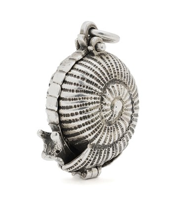 Lot 256 - A SILVER 'SNAIL' POMANDER, PROBABLY SOUTH GERMAN, 17TH CENTURY