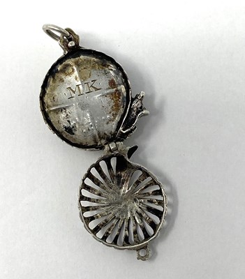 Lot 256 - A SILVER 'SNAIL' POMANDER, PROBABLY SOUTH GERMAN, 17TH CENTURY