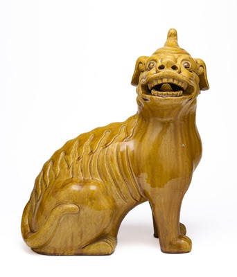 Lot 64 - A LARGE CHINESE AMBER-GLAZED BIXIE, QING DYNASTY (1644-1911)