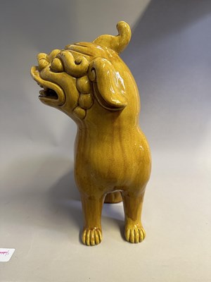 Lot 31 - A LARGE CHINESE AMBER-GLAZED BIXIE, QING DYNASTY (1644-1911)