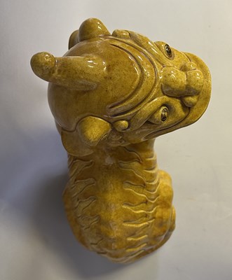 Lot 31 - A LARGE CHINESE AMBER-GLAZED BIXIE, QING DYNASTY (1644-1911)