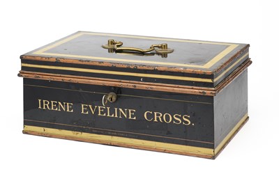 Lot 23 - A TOLEWARE STRONGBOX, CHUBB & SONS LTD., LONDON & WOLVERHAMPTON, EARLY 20TH CENTURY